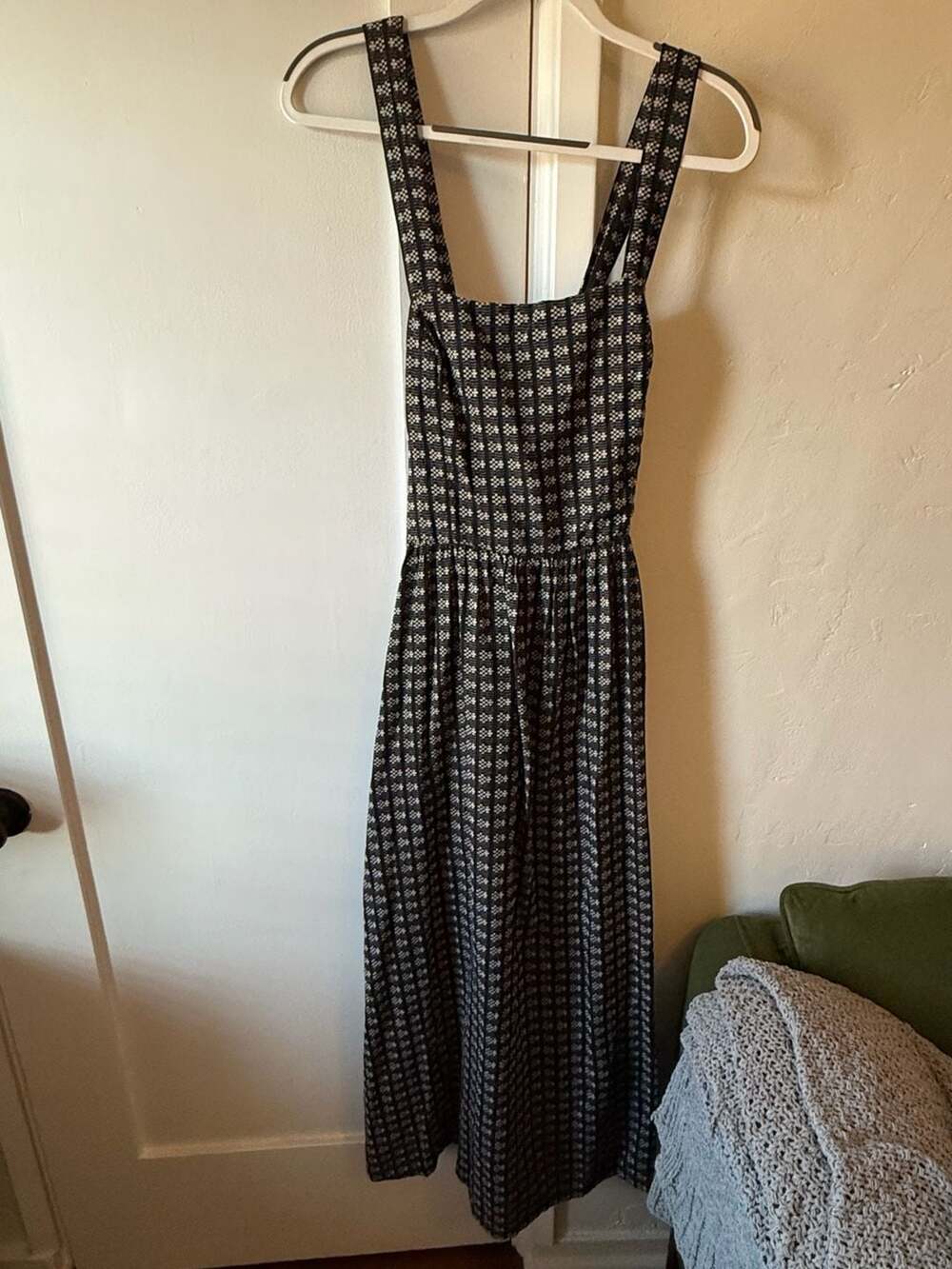 ace & jig Maxi Dress Size S/P Black Cream Textured Cotton Check